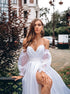 A Line Slit Sweetheart Chiffon Backless Wedding Dress LBQW0126